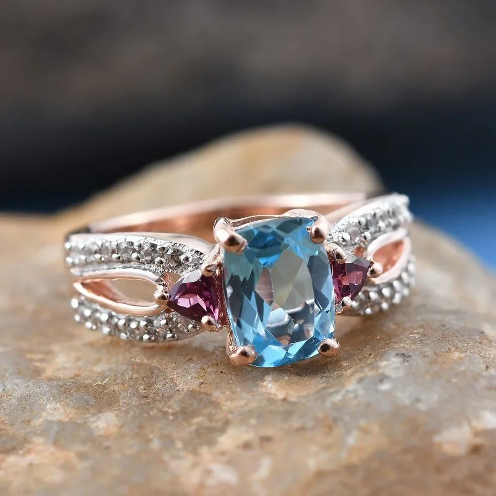 Split Ring Marambaia Topaz RG Over Sterling Silver